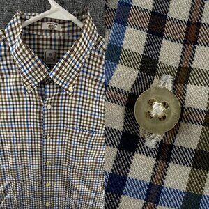 Peter Millar Colorful Check Button Up Shirt XL Cotton Long Sleeve Woven Men
